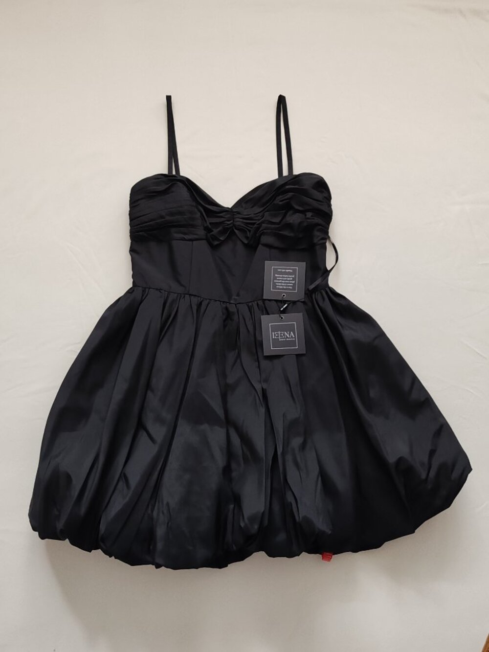 NWT IEENA for Mac Duggal Black Ruched Sweetheart Bubble Hem Mini Cocktail Dress - Picture 7 of 16